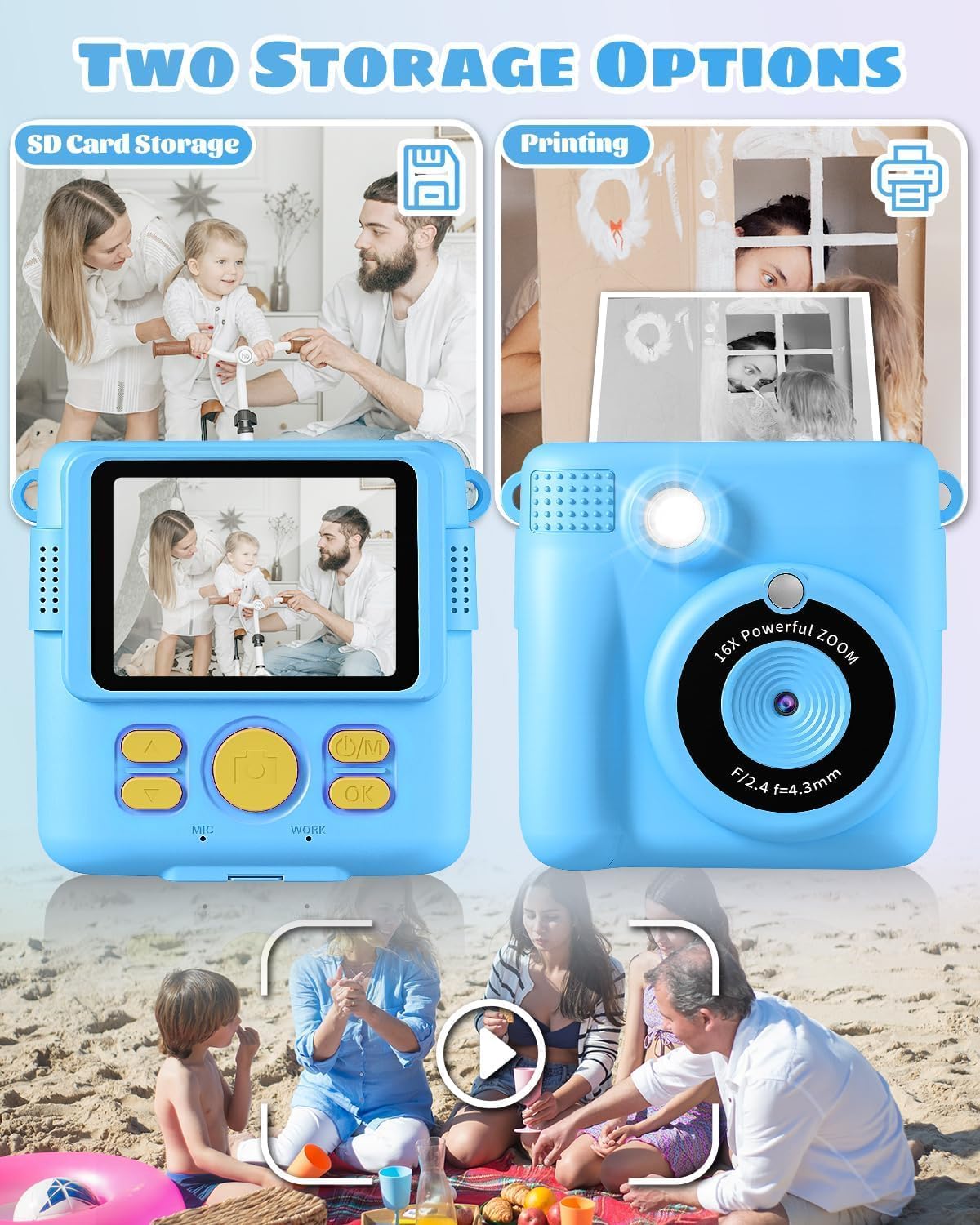 Instant Print Camera for Kids with Video and Digital Zoom - 8