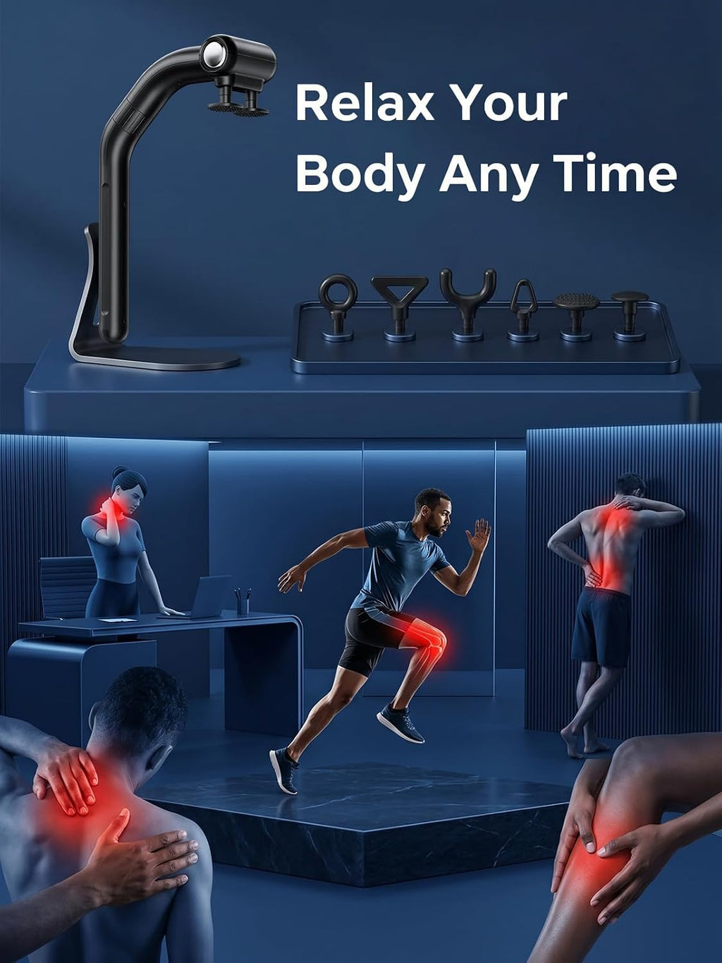 Dual-Head Percussion Massage Gun for Deep Tissue Muscle Relief