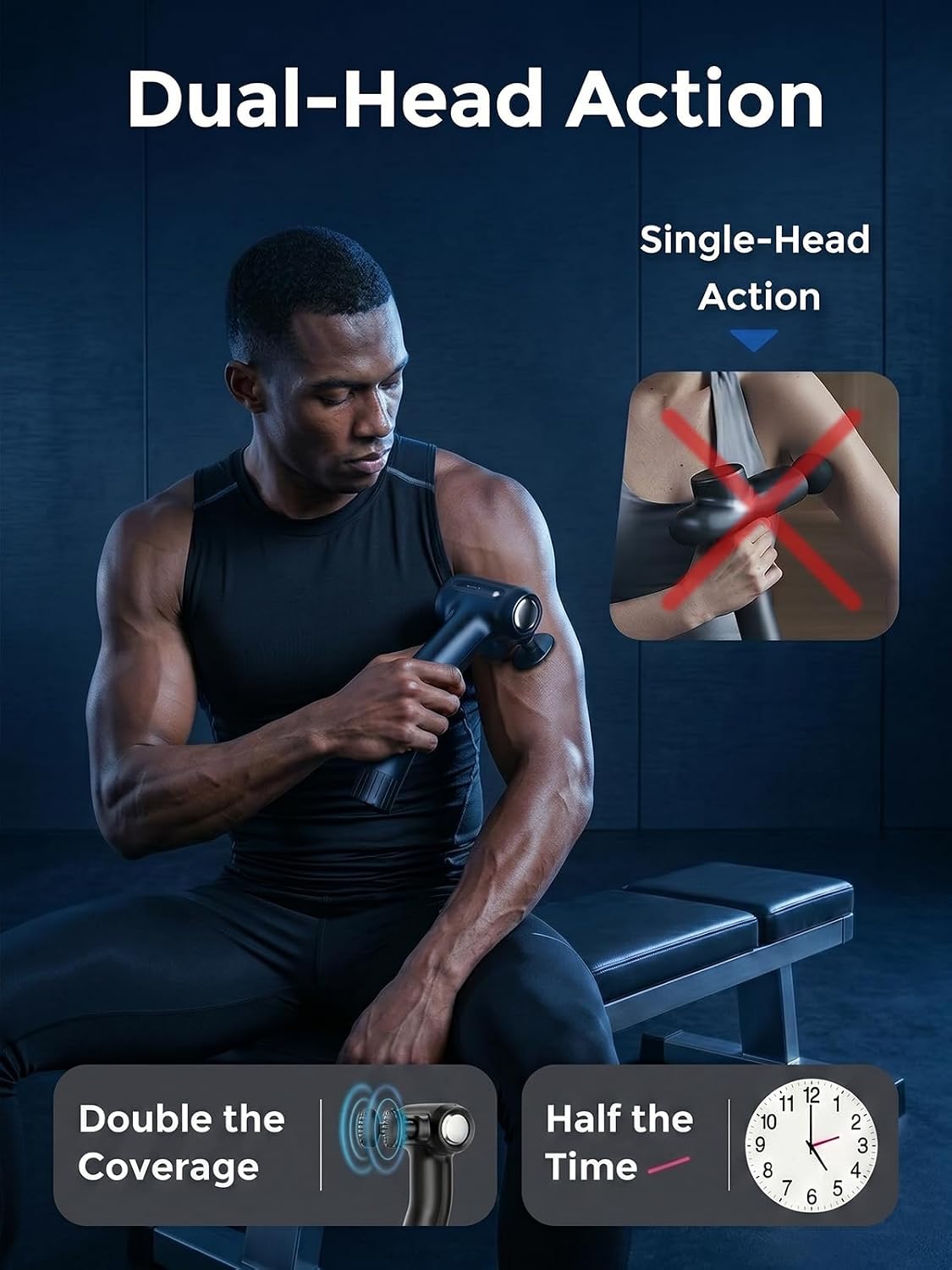Dual-Head Percussion Massage Gun for Deep Tissue Muscle Relief - 8