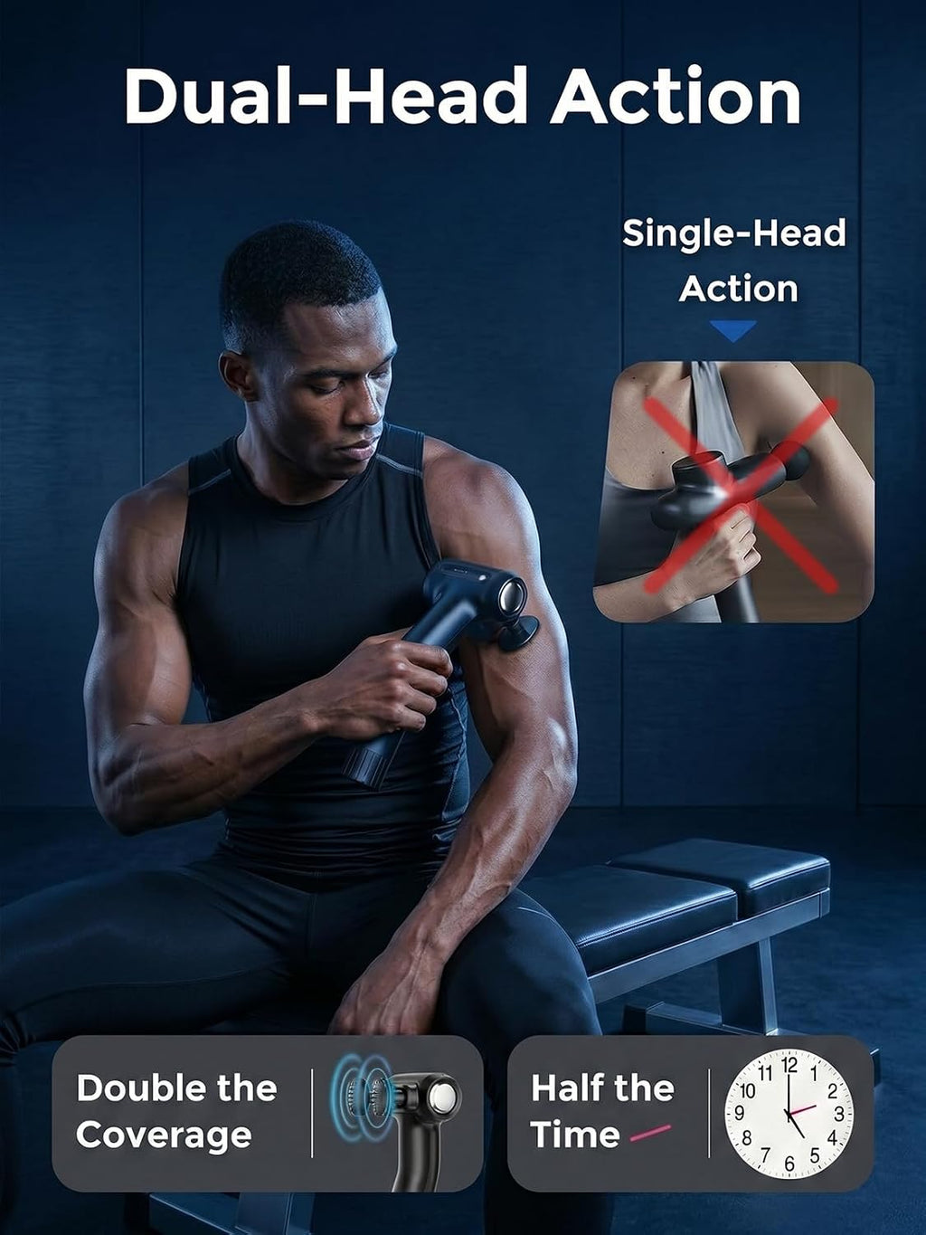 Dual-Head Percussion Massage Gun for Deep Tissue Muscle Relief