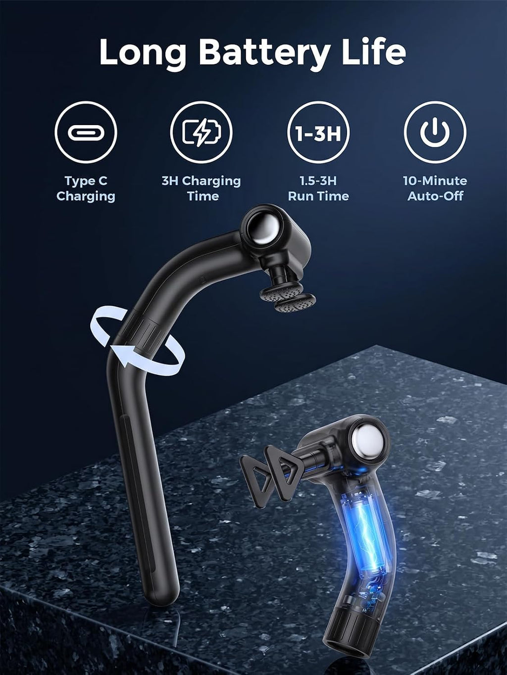 Dual-Head Percussion Massage Gun for Deep Tissue Muscle Relief
