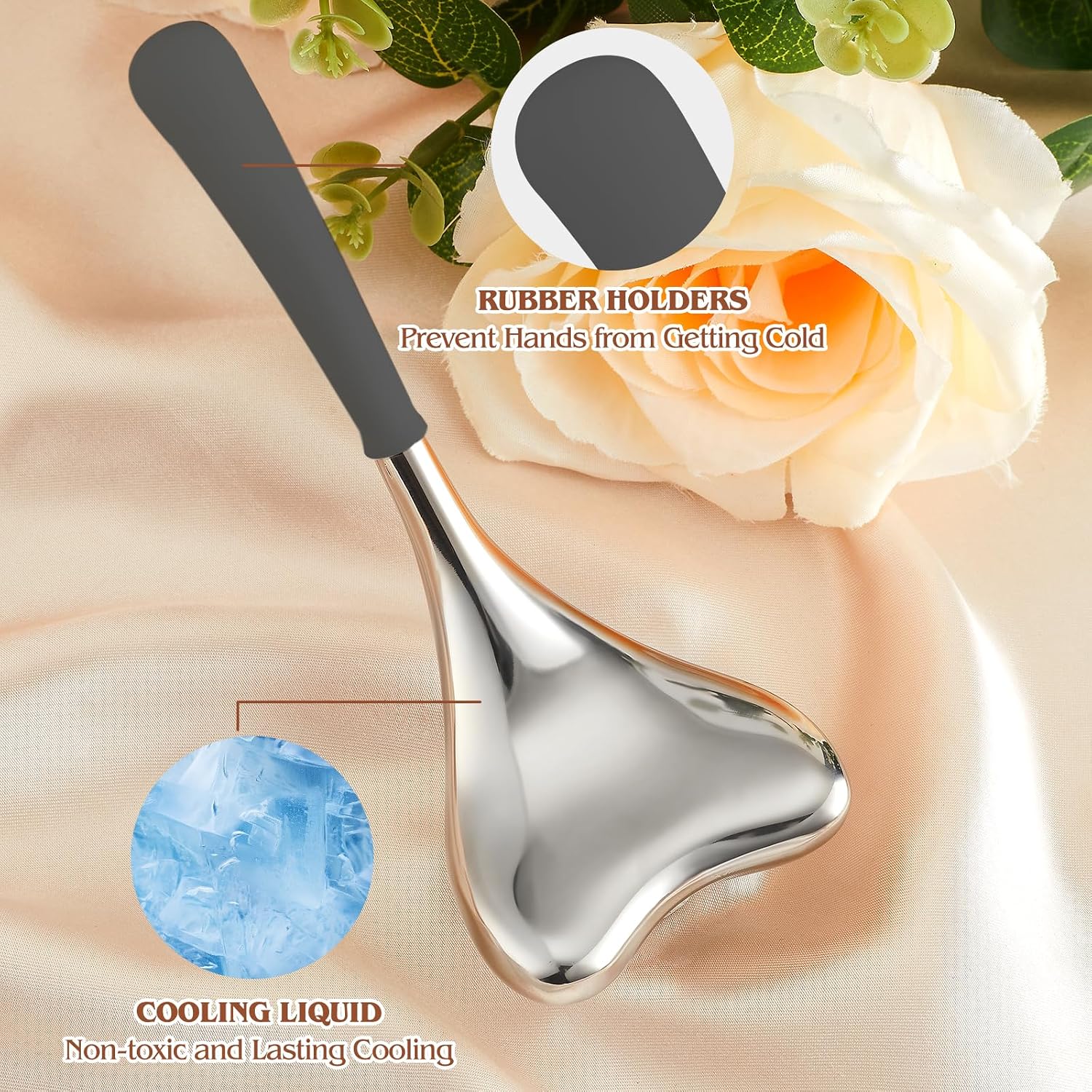 Stainless Steel Cooling Facial Ice Globes and Gua Sha Tool - 10