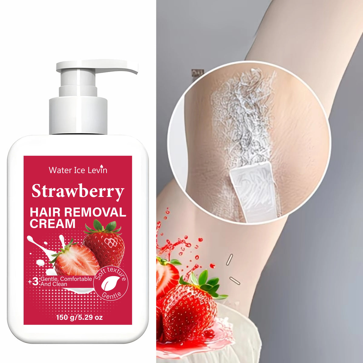 Water Ice Levin Strawberry Hair Removal Cream Gentle Depilatory 150g