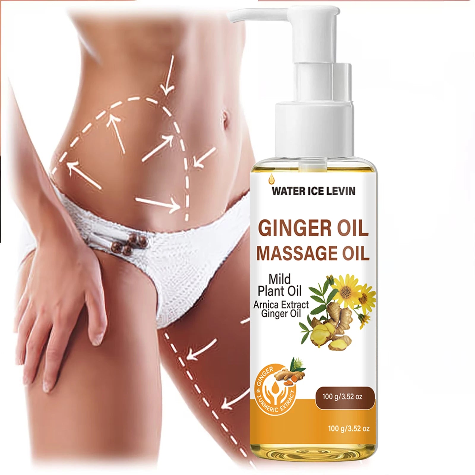 Natural Ginger Arnica Massage Oil Hydrating Plant Based Body Care 100g - 5