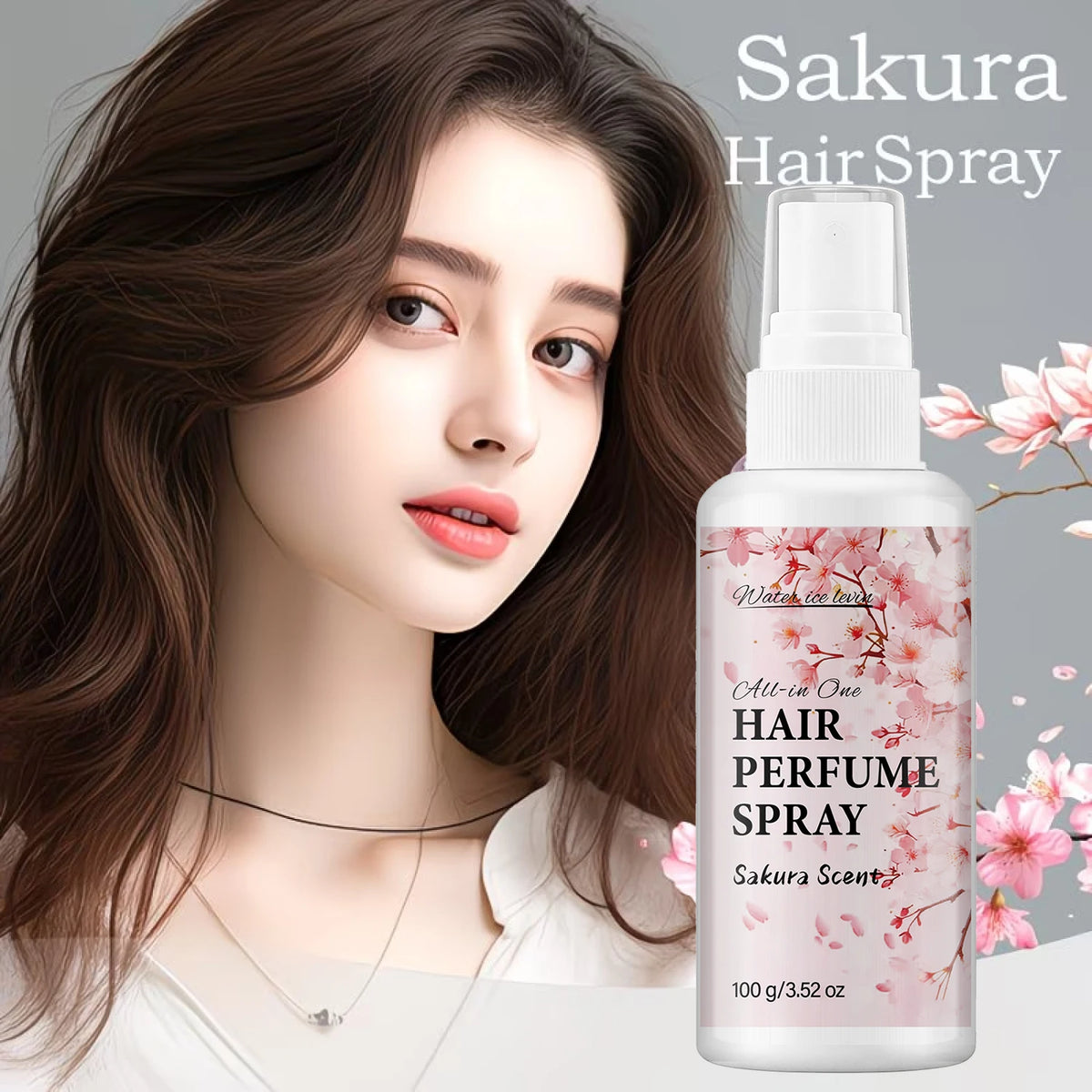 Water Ice Levin Sakura Hair Perfume Spray Anti Frizz Smooth Mist 100g