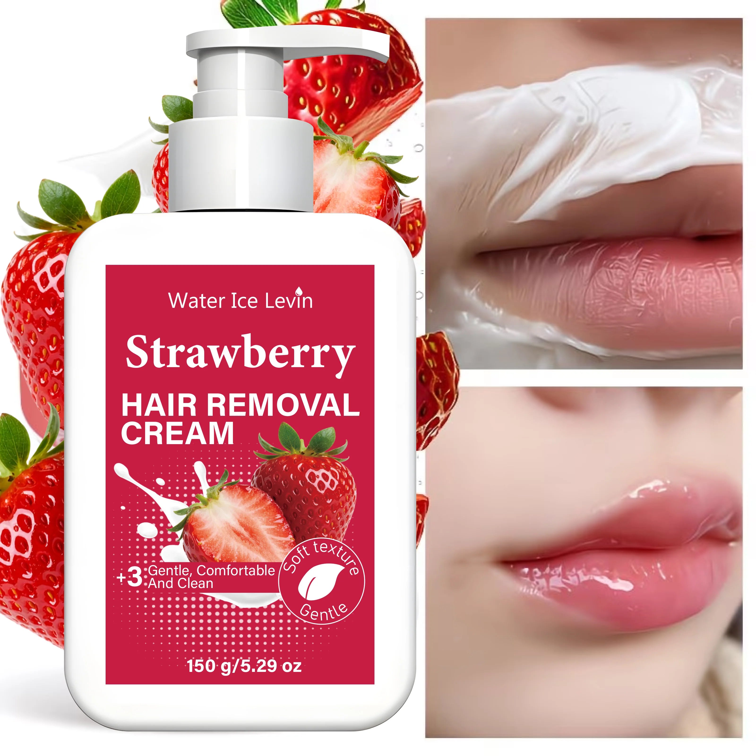 Water Ice Levin Strawberry Hair Removal Cream Gentle Depilatory 150g - 1