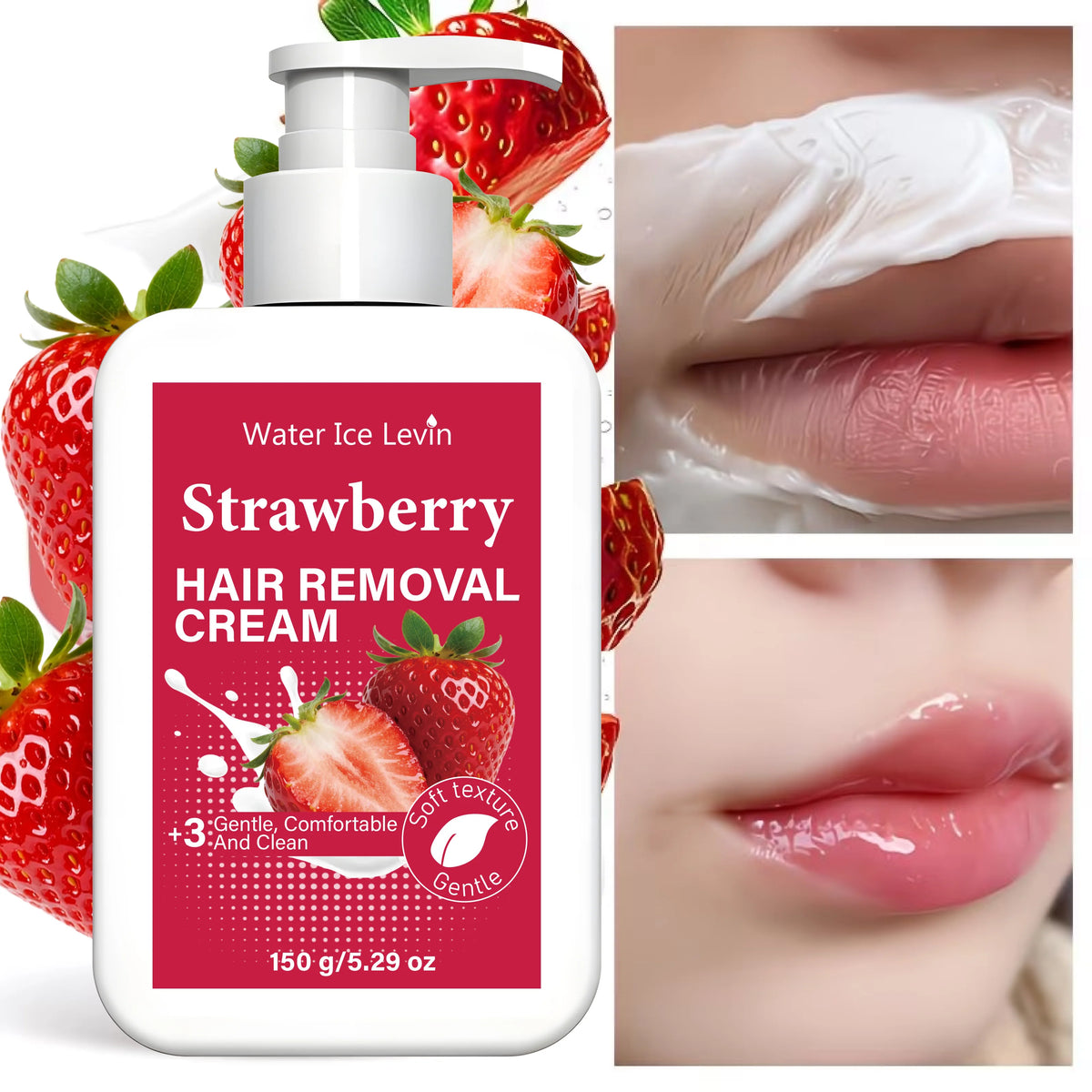 Water Ice Levin Strawberry Hair Removal Cream Gentle Depilatory 150g