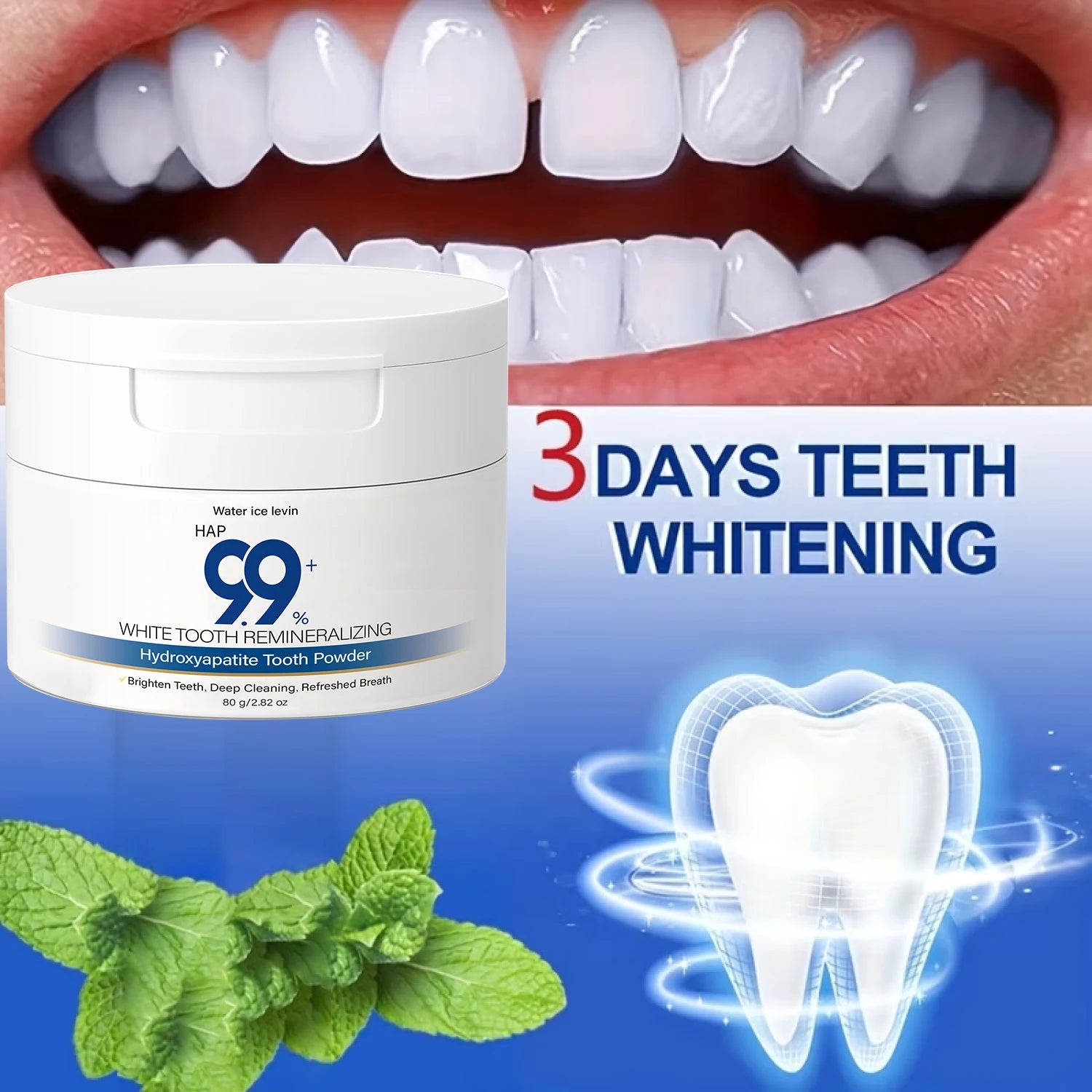 HAP Hydroxyapatite Tooth Powder Remineralizing Teeth Whitening Cleaner - 3