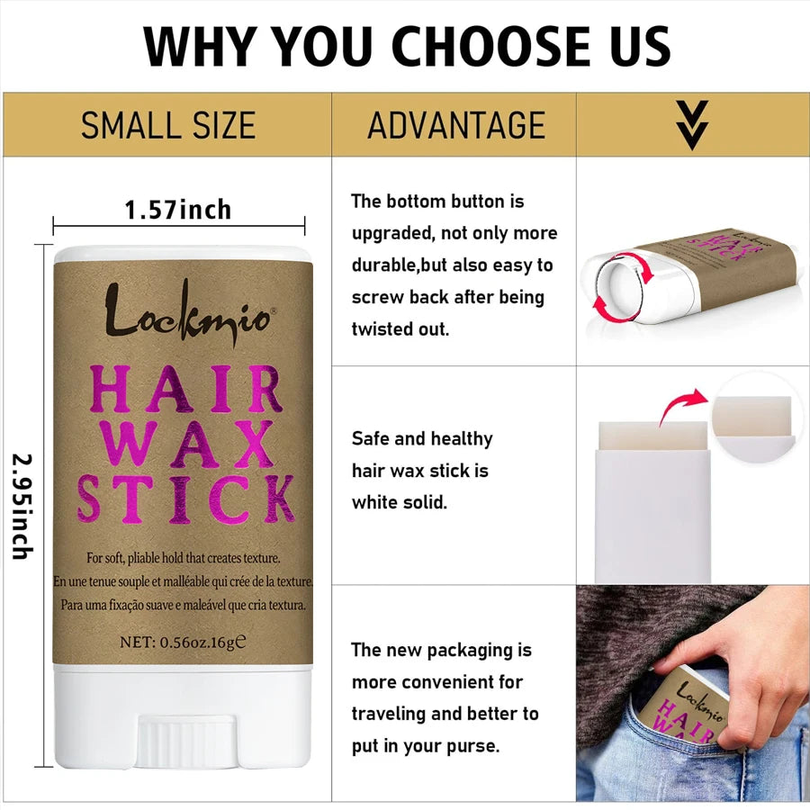 Lockmio Hair Wax Stick 16g for Frizz and Flyaway Control - 4