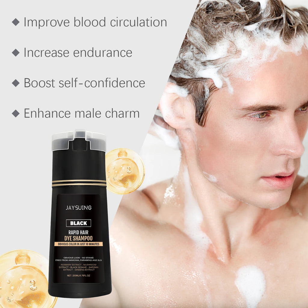 200ml Herbal Black Hair Dyeing Shampoo for Gray Hair Coverage