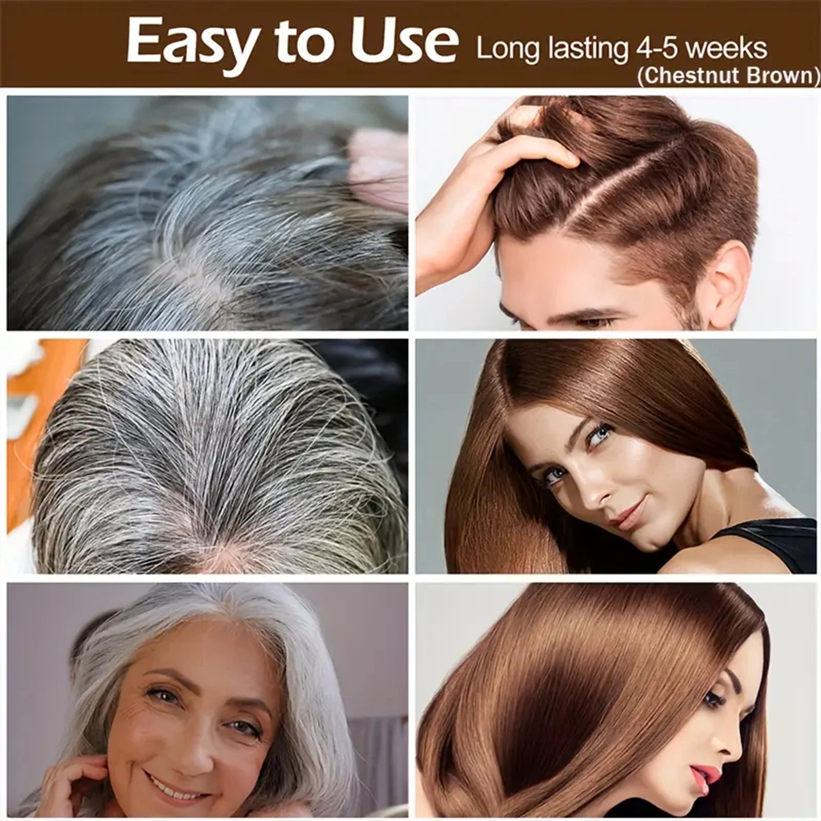 Natural Brown Hair Dye Shampoo 100ml Ginger Ginseng Hair Coloring