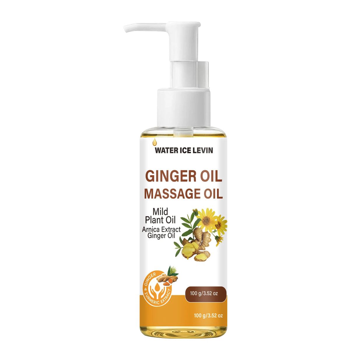 Natural Ginger Arnica Massage Oil Hydrating Plant Based Body Care 100g