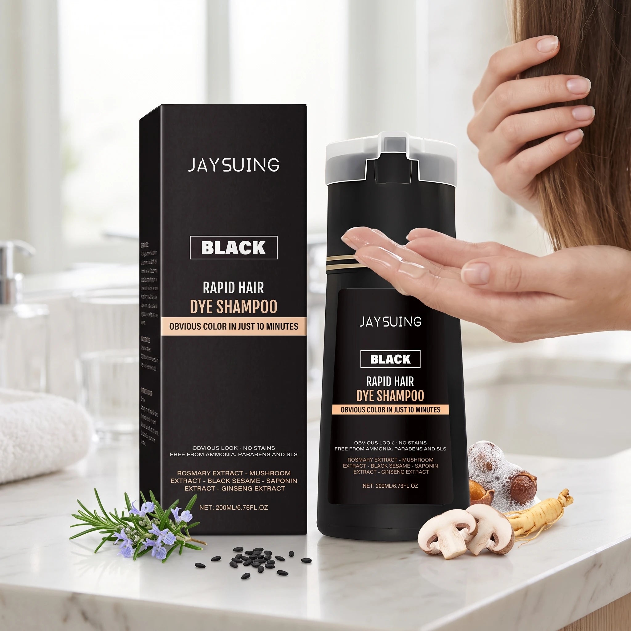 200ml Herbal Black Hair Dyeing Shampoo for Gray Hair Coverage - 4