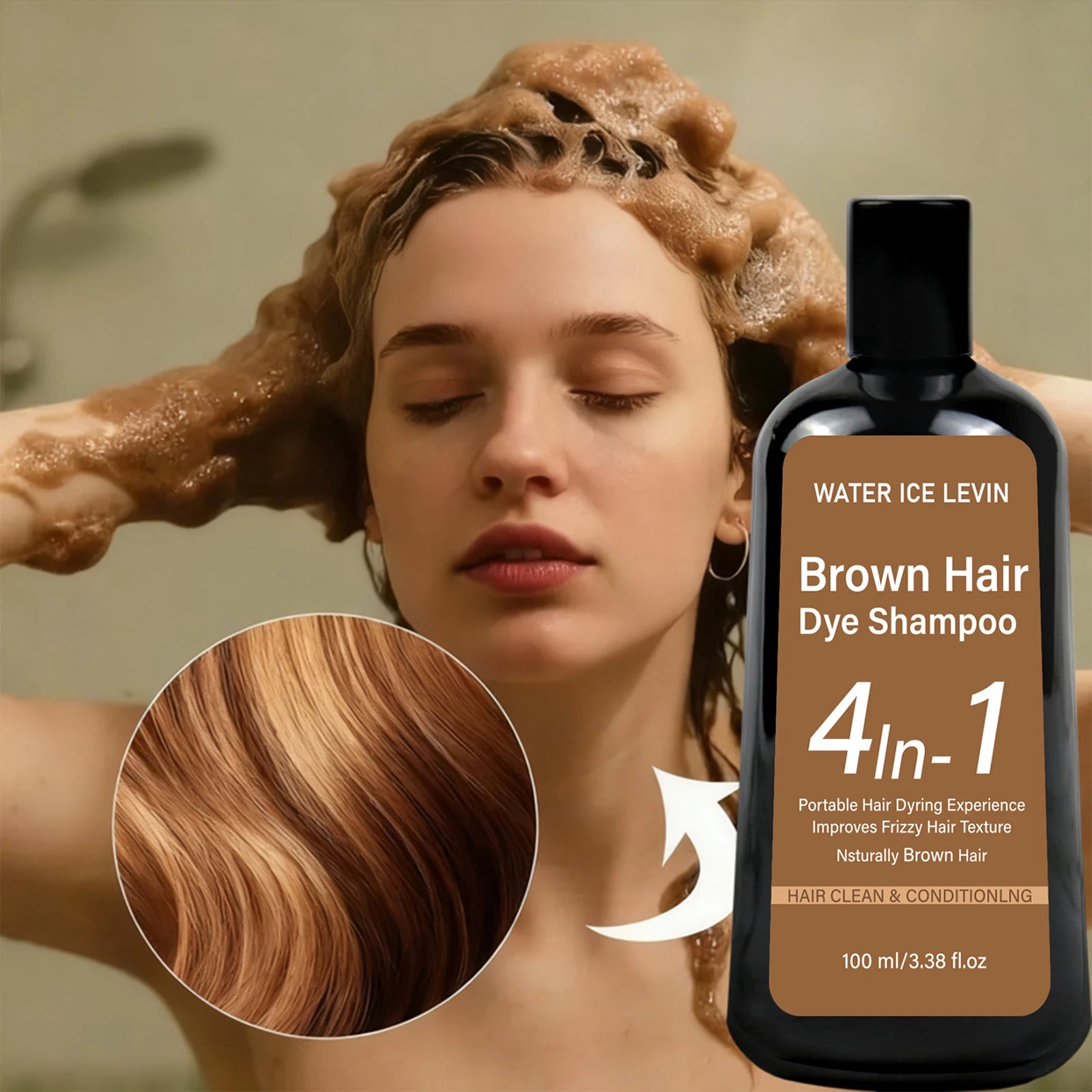 Natural Brown Hair Dye Shampoo 100ml Ginger Ginseng Hair Coloring