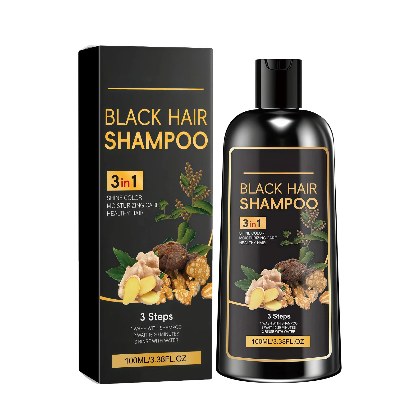 100ml Herbal Black Hair Dye Shampoo for All Hair Types