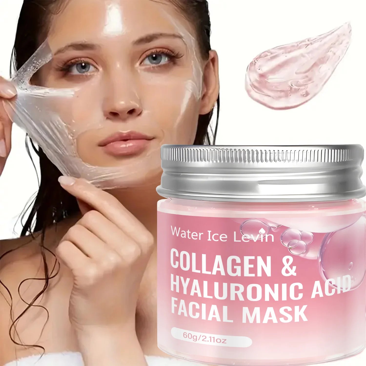 Water Ice Levin Collagen Hyaluronic Acid Facial Mask 60g Hydrating Cream - 11