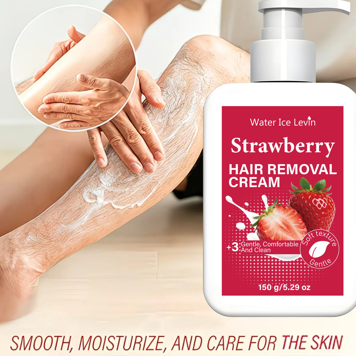 Water Ice Levin Strawberry Hair Removal Cream Gentle Depilatory 150g
