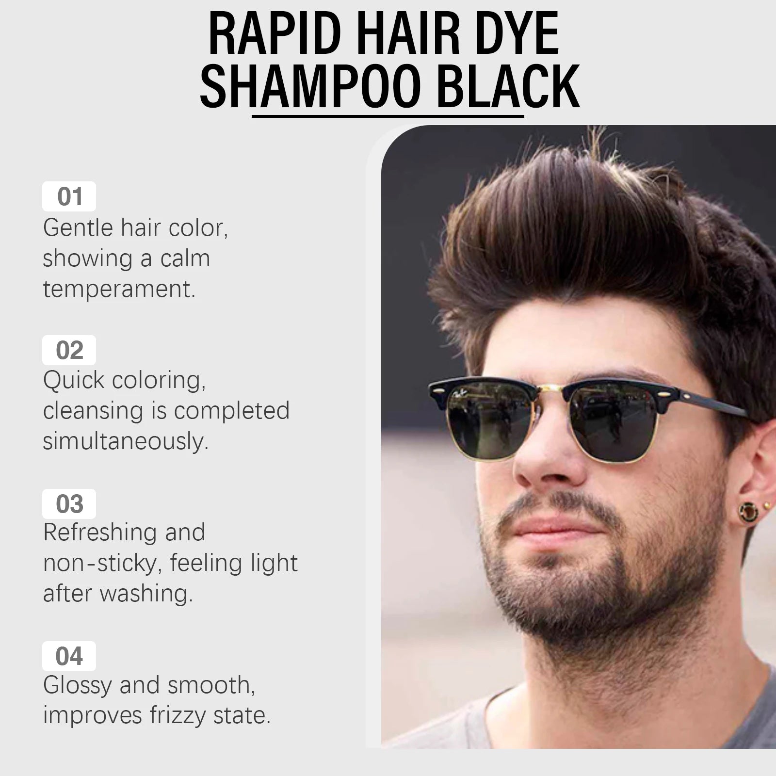 200ml Herbal Black Hair Dyeing Shampoo for Gray Hair Coverage