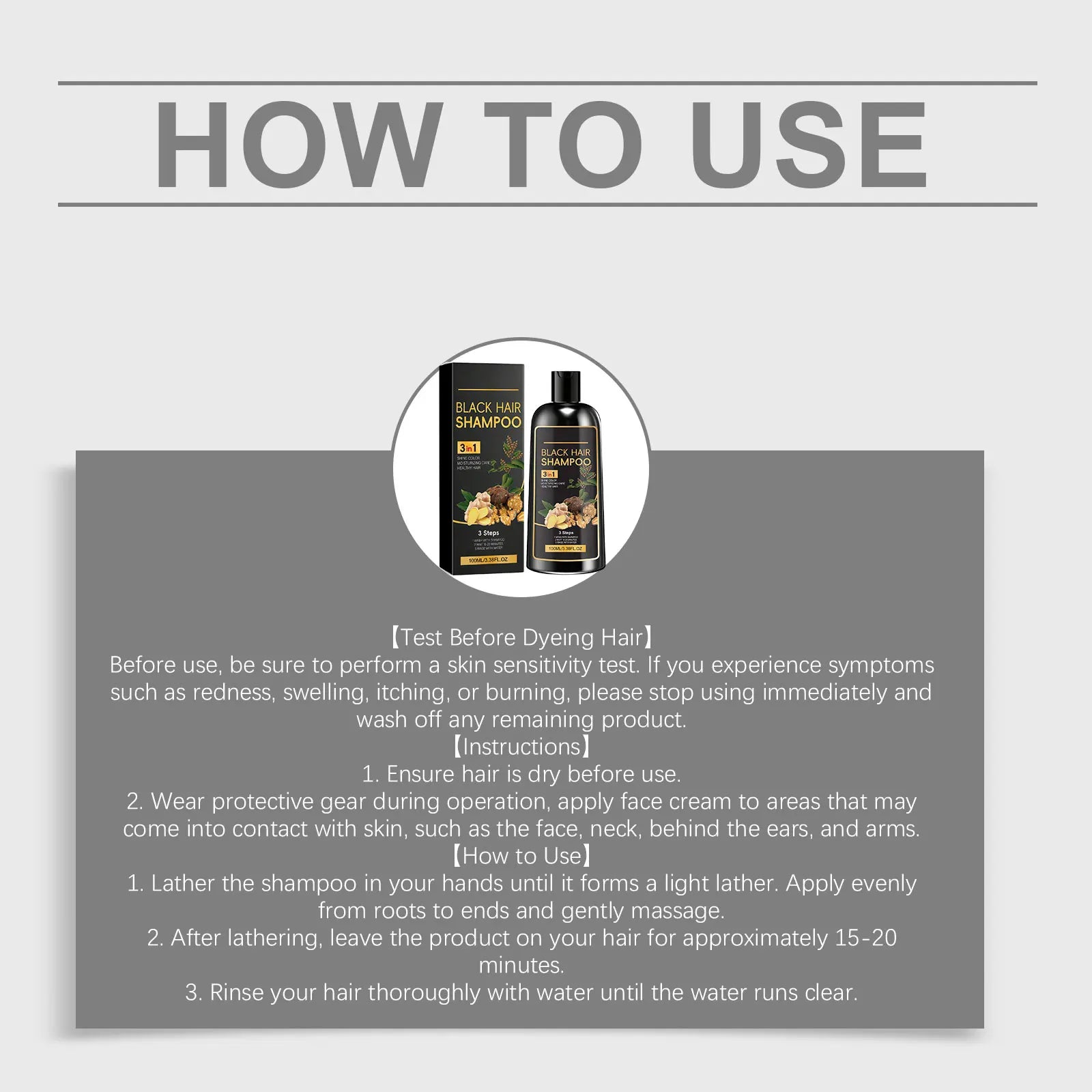 100ml Herbal Black Hair Dye Shampoo for All Hair Types - 17