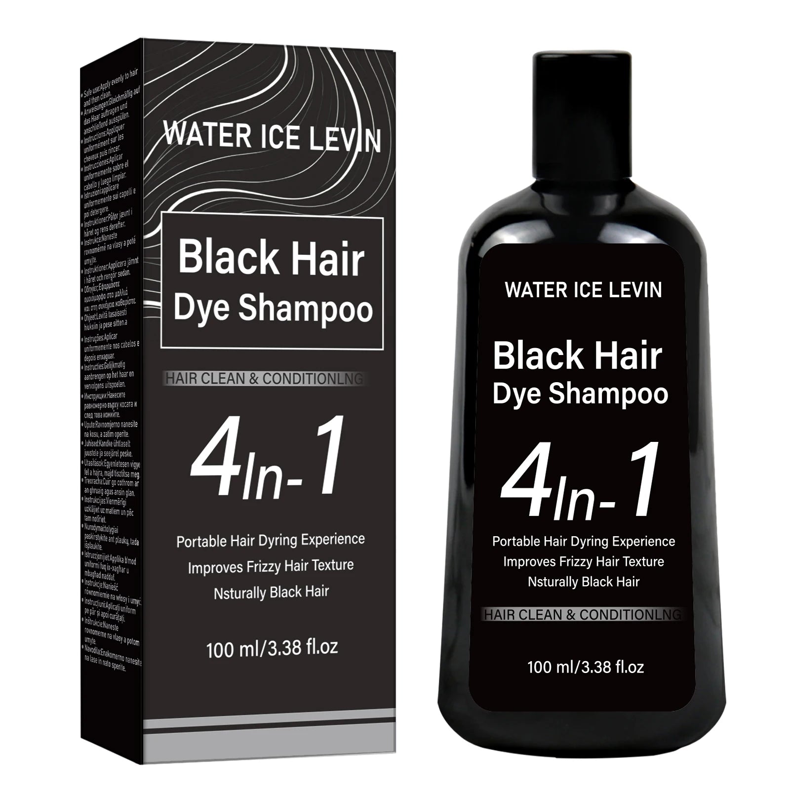 Water Ice Levin 100ml Black Hair Dye Shampoo Ginger Ginseng Extract
