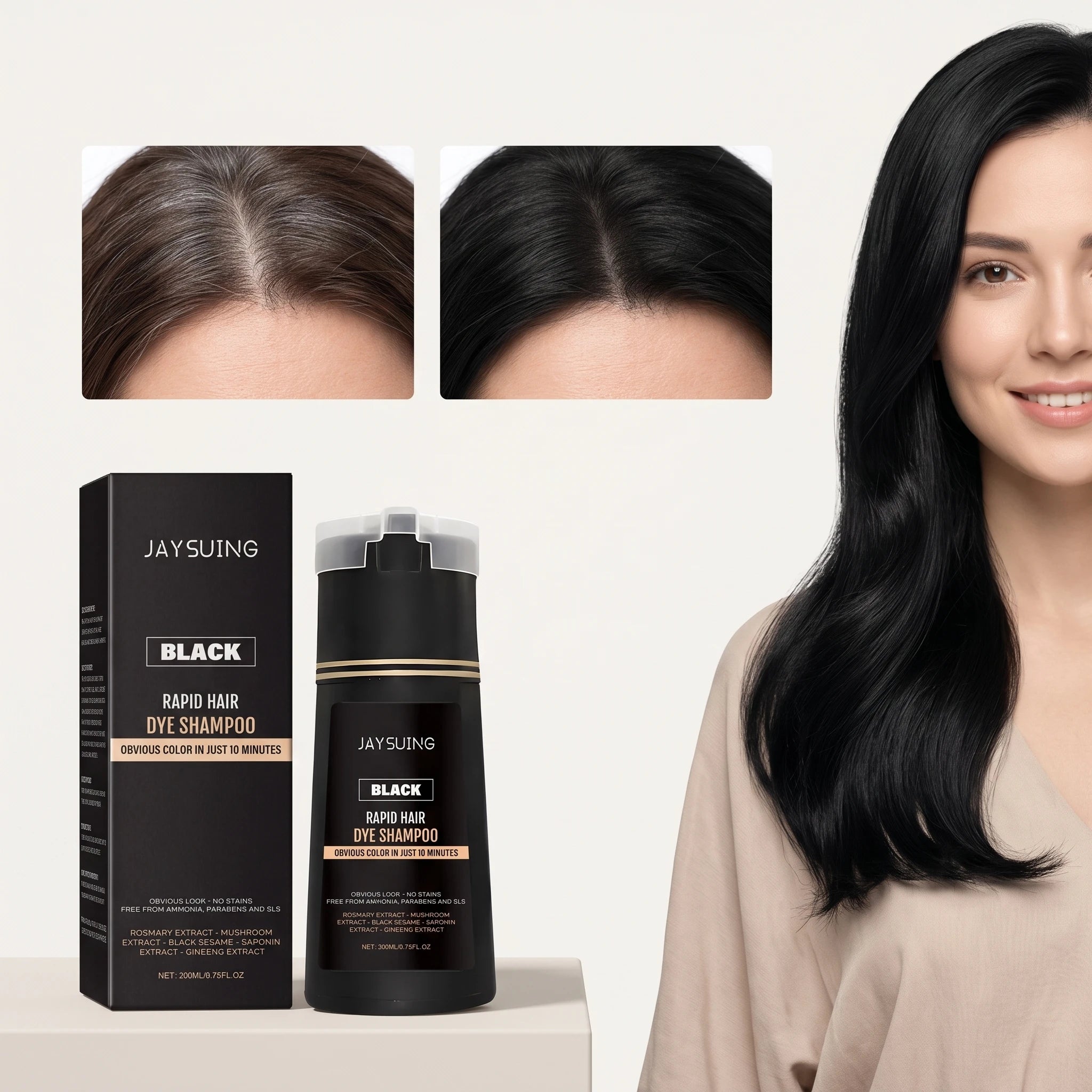 200ml Herbal Black Hair Dyeing Shampoo for Gray Hair Coverage