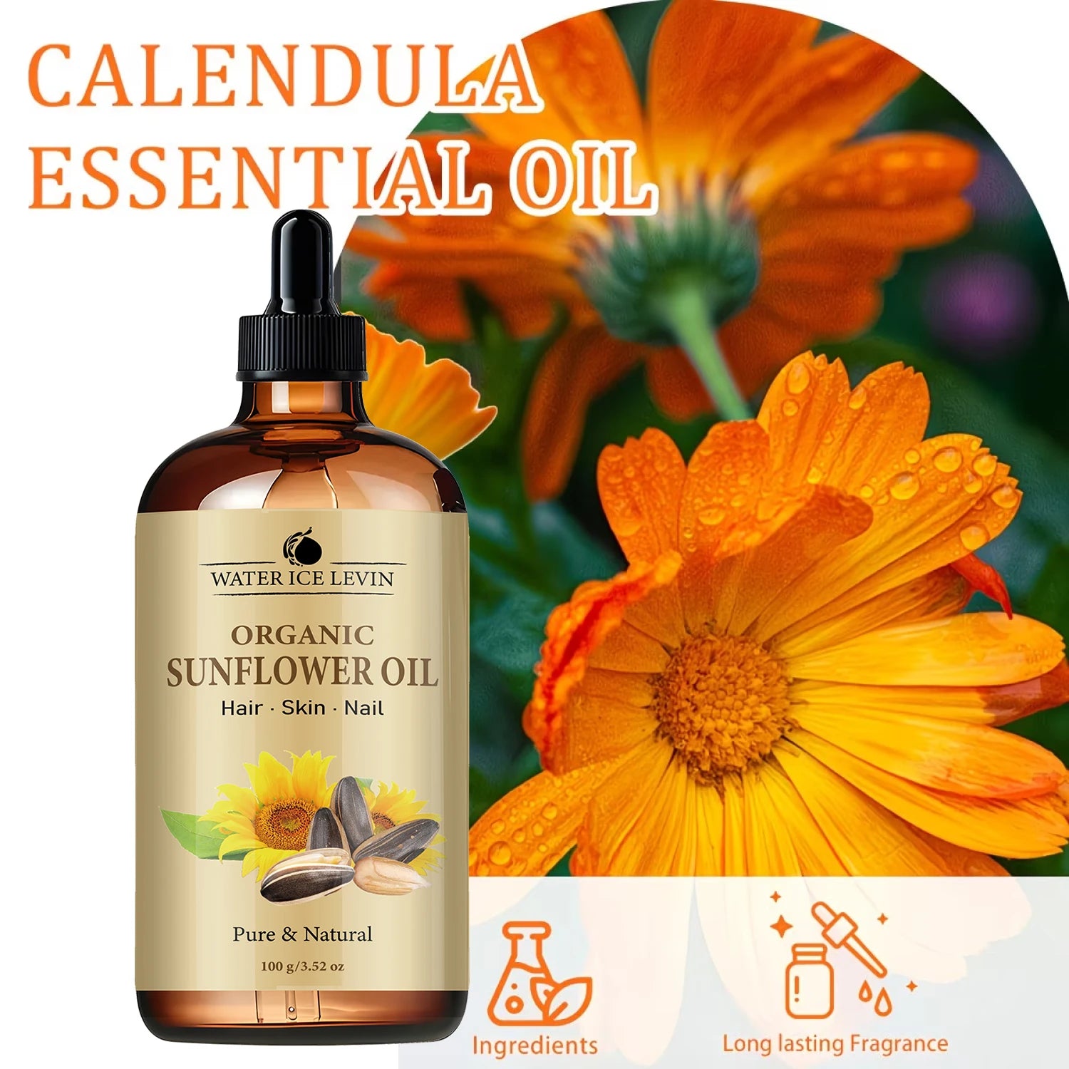 Organic Sunflower Oil 100g for Hair Skin and Nail Hydration