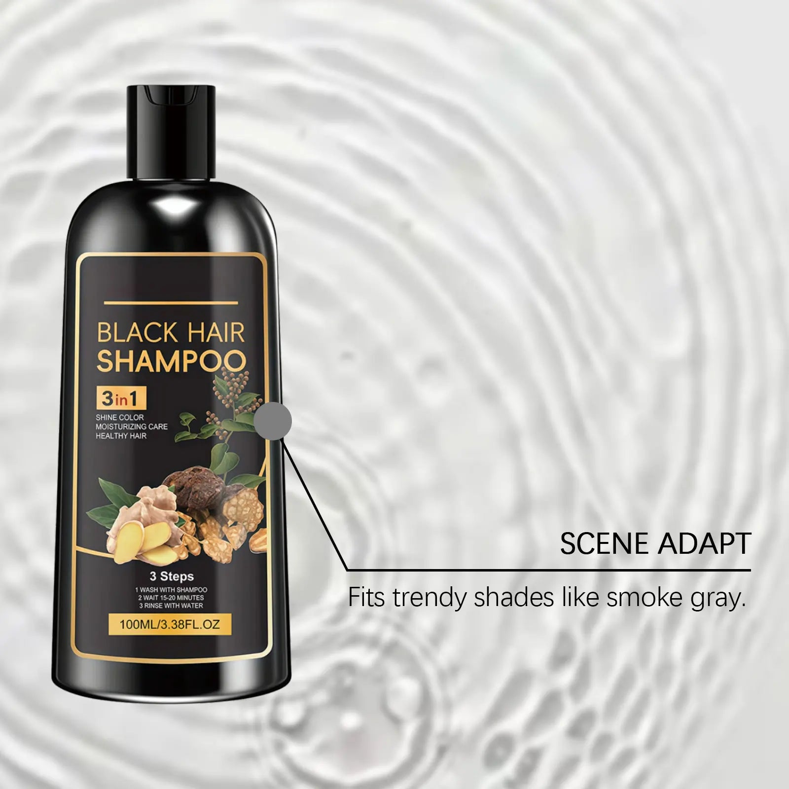 100ml Herbal Black Hair Dye Shampoo for All Hair Types