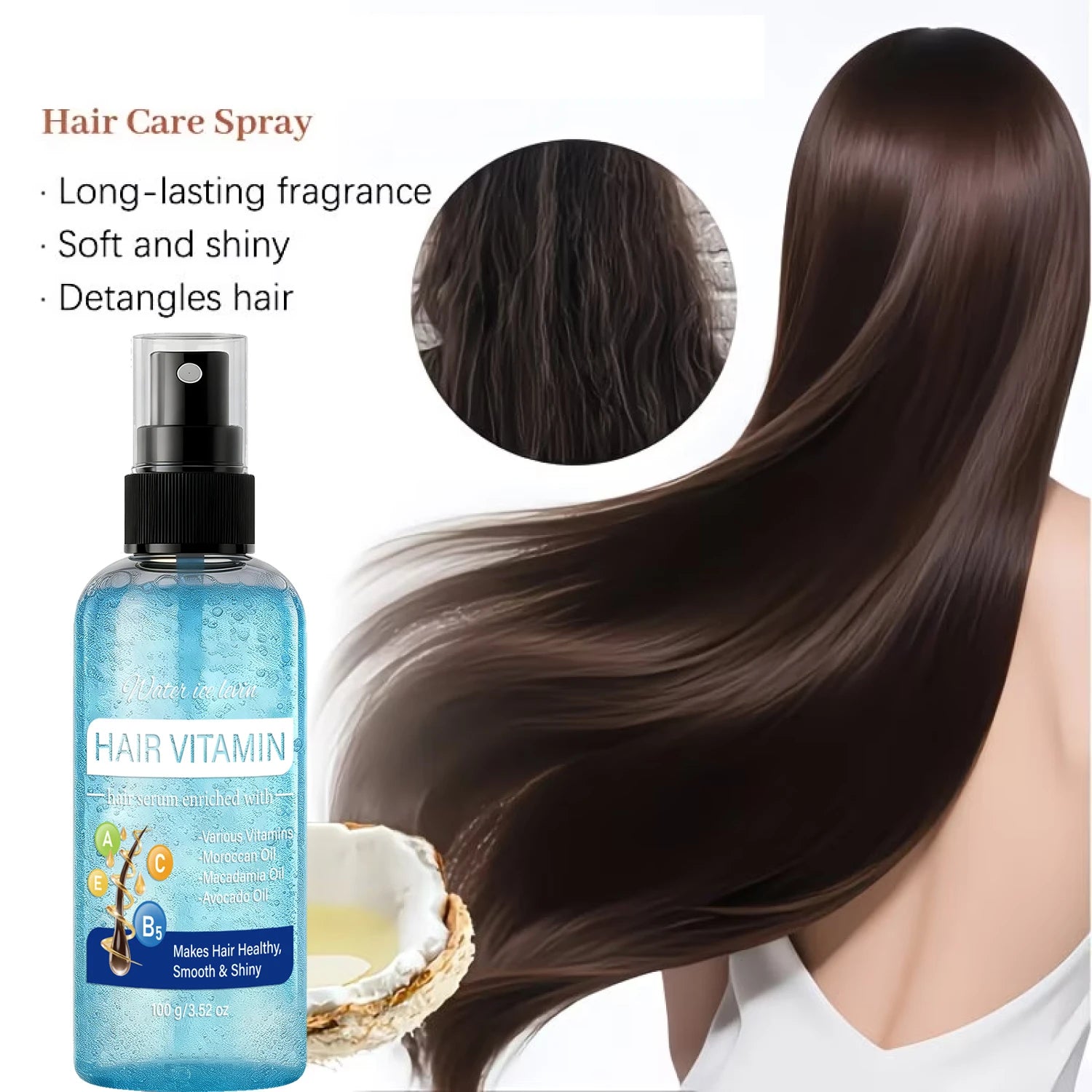 Vitamin Infused Hair Care Spray with Argan Macadamia and Avocado Oil 100g