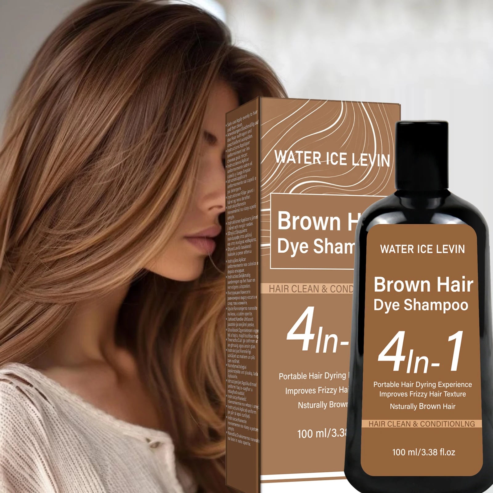 Natural Brown Hair Dye Shampoo 100ml Ginger Ginseng Hair Coloring - 7