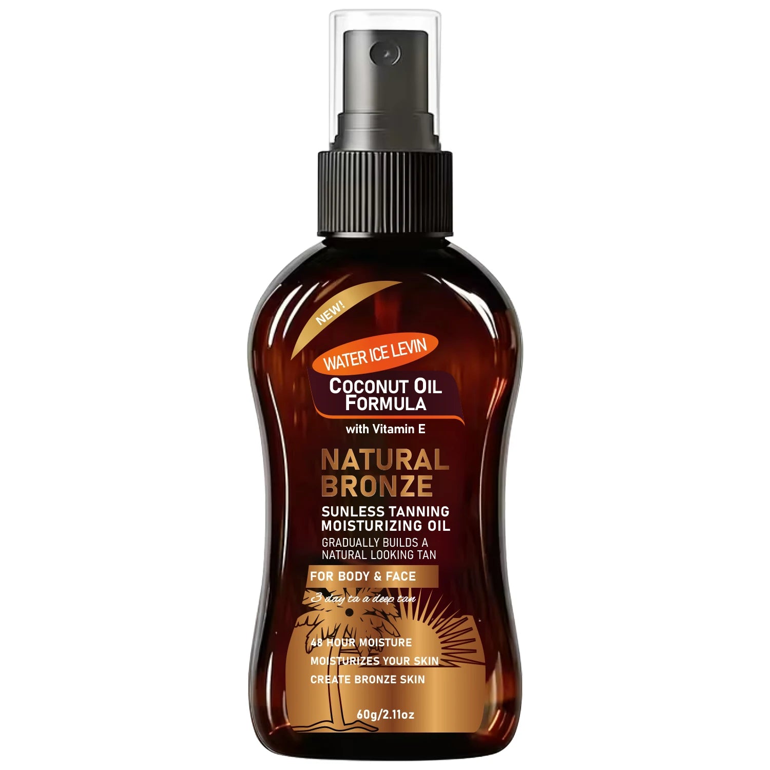 Coconut Vitamin E Self Tanning Oil Gradual Bronzing Body Face Glow - 6