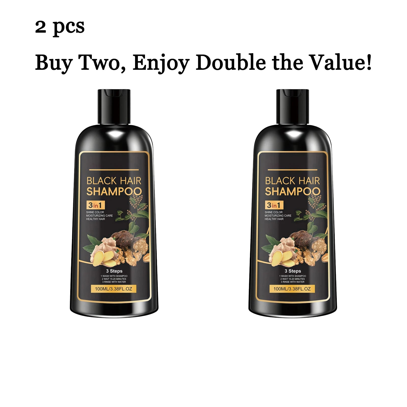 100ml Herbal Black Hair Dye Shampoo for All Hair Types - 20