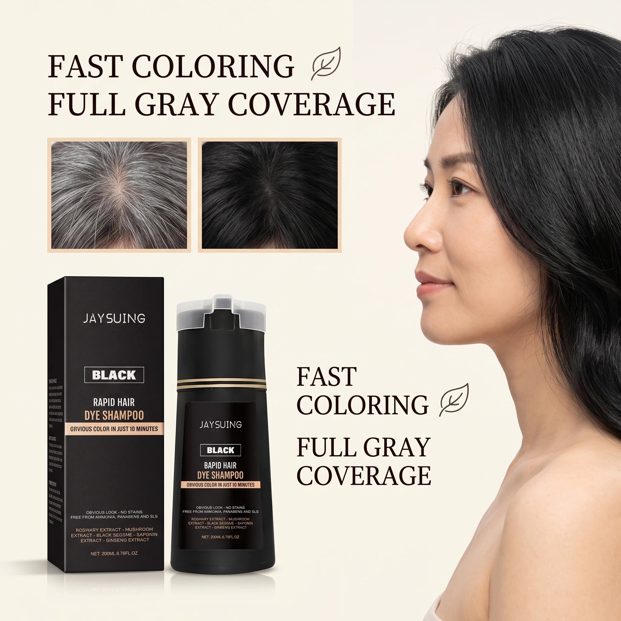 200ml Herbal Black Hair Dyeing Shampoo for Gray Hair Coverage - 1
