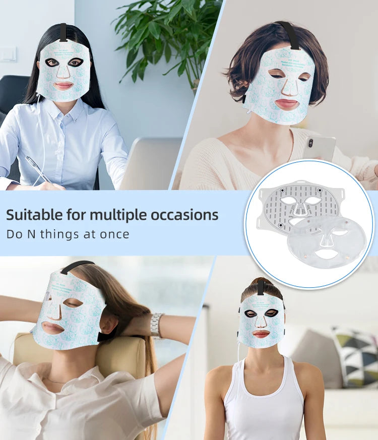 LED Red Light Therapy Face Mask with Cooling Gel Pack - 13