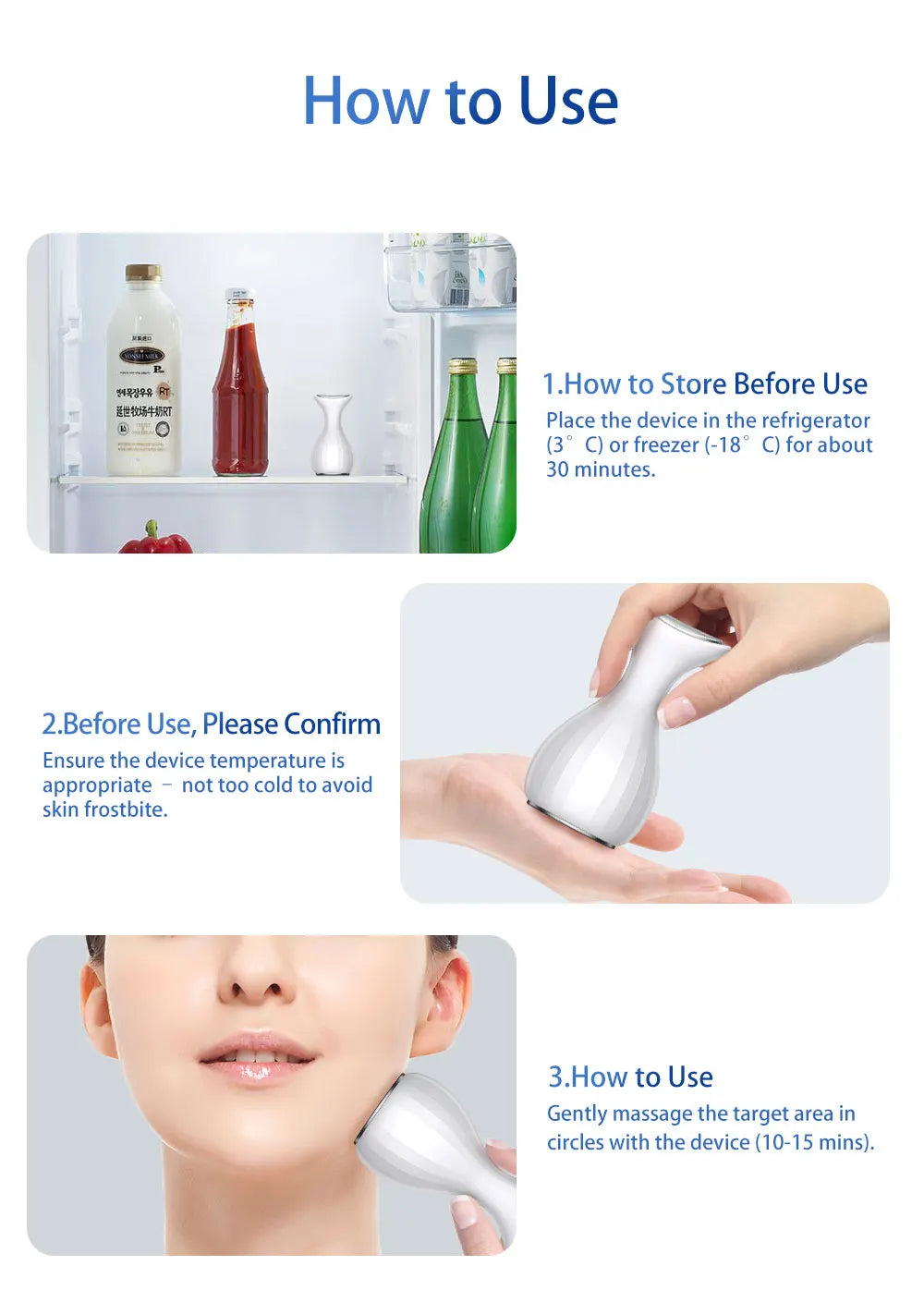 Handheld Facial Cold Compress Ice Massager for Skin Tightening