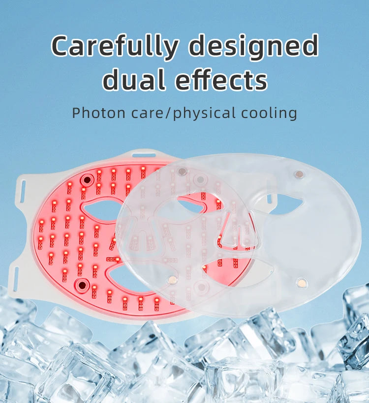 LED Red Light Therapy Face Mask with Cooling Gel Pack