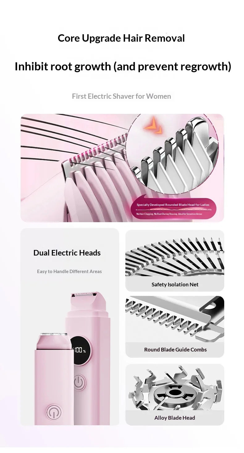 2-in-1 Painless Electric Hair Trimmer for Face and Body