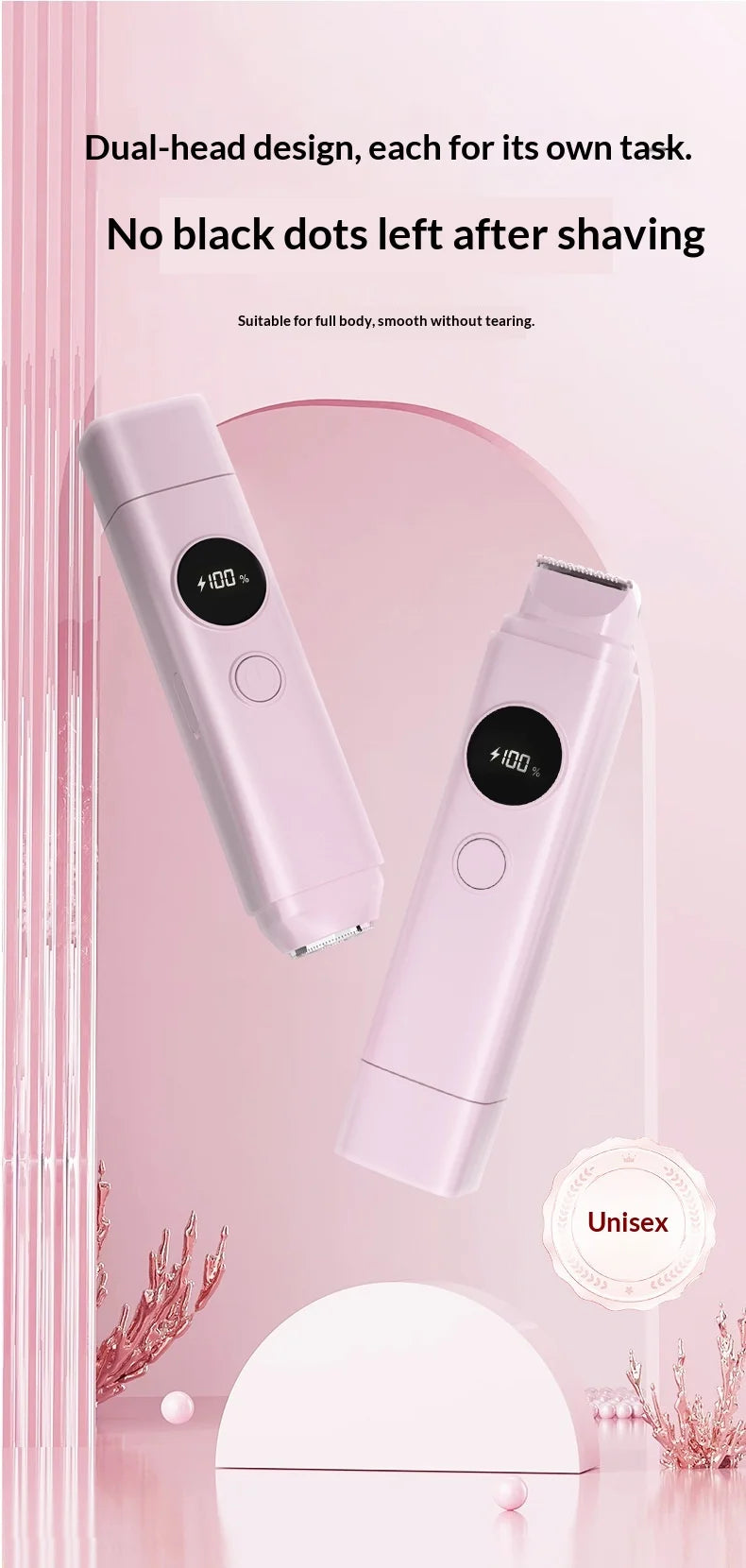 2-in-1 Painless Electric Hair Trimmer for Face and Body