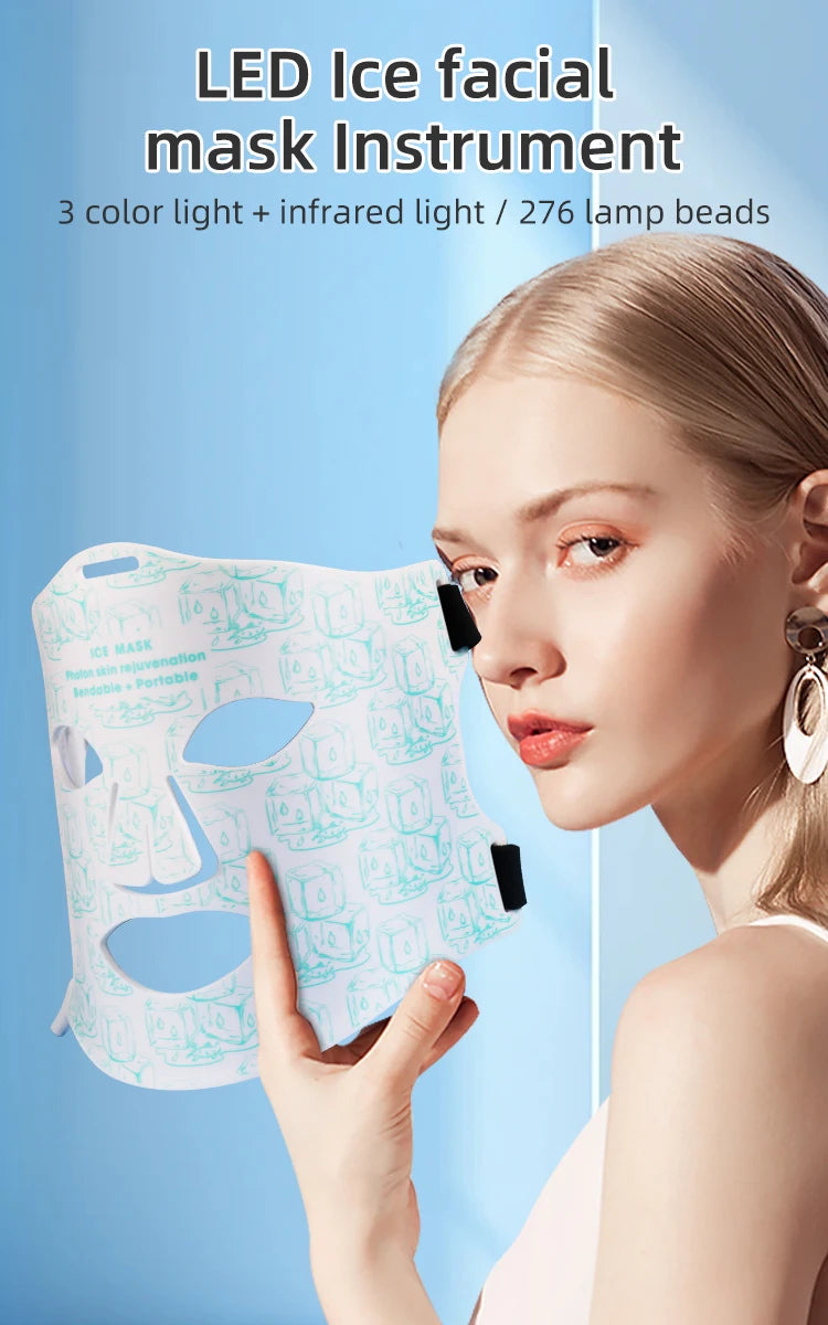 LED Red Light Therapy Face Mask with Cooling Gel Pack