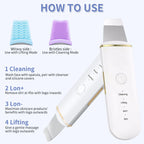 Ultrasonic Skin Scrubber and Facial Pore Cleansing Spatula