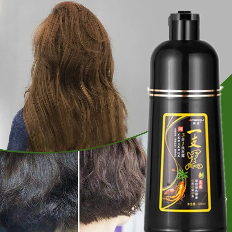 500ml Herbal Hair Color Shampoo for Gray Hair Coverage and Shine