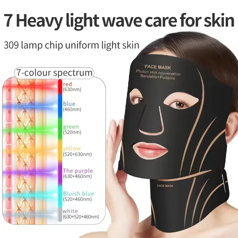 7-Color LED Face and Neck Rejuvenation Light Therapy Mask - 10