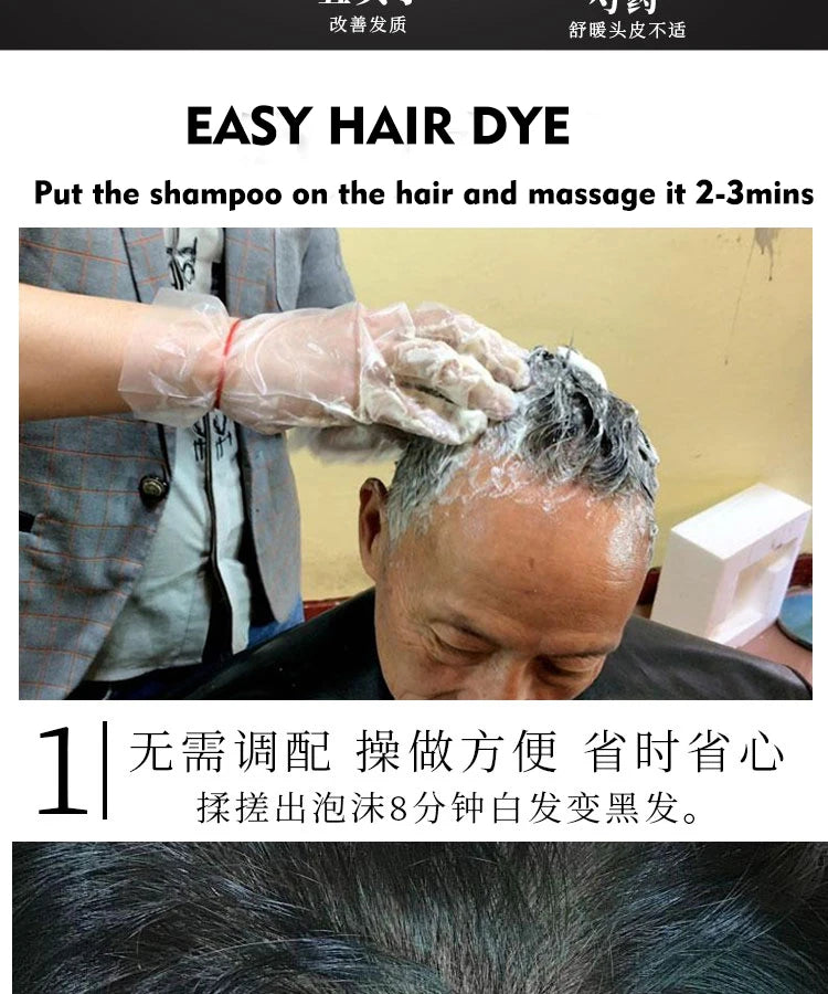 Natural Ginger Herbal Hair Dye Shampoo 500ml for Gray Hair Coverage
