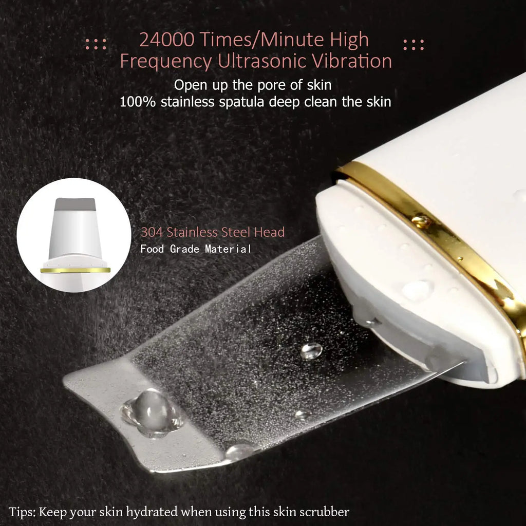 Ultrasonic Skin Scrubber and Facial Pore Cleansing Spatula