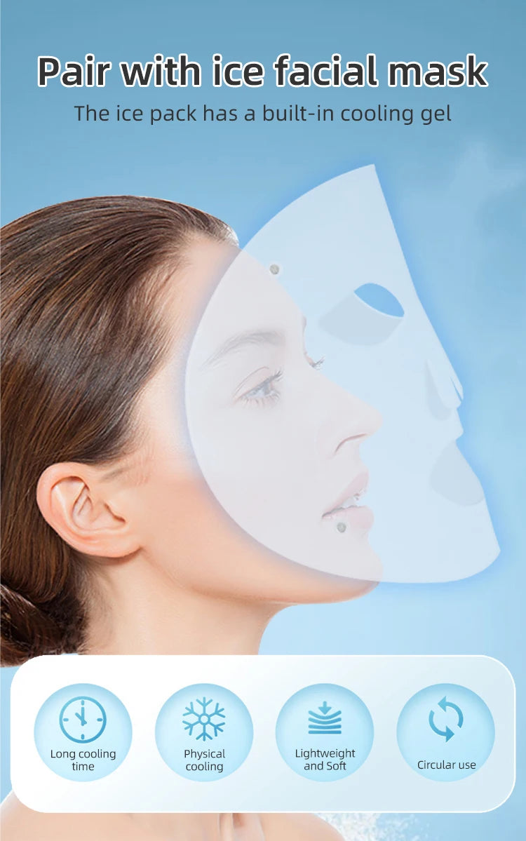 LED Red Light Therapy Face Mask with Cooling Gel Pack