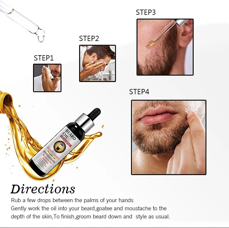 Guanjing Beard Growth Oil Natural Organic Men Beard Conditioner 60ml