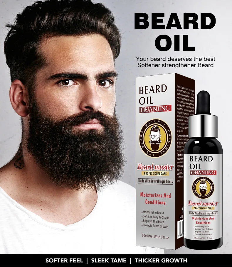Guanjing Beard Growth Oil Natural Organic Men Beard Conditioner 60ml - 6