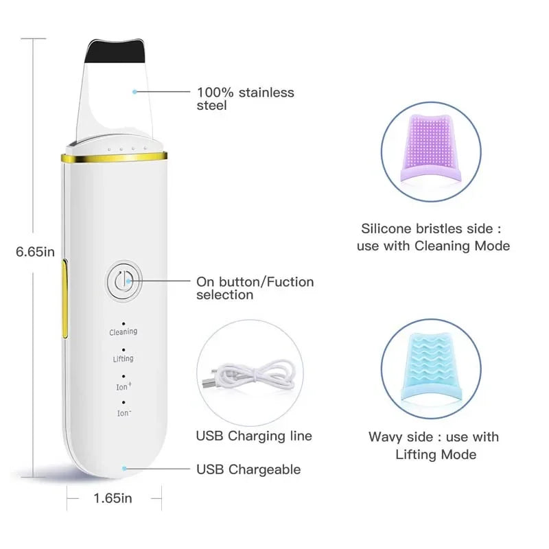 Ultrasonic Skin Scrubber and Facial Pore Cleansing Spatula - 13
