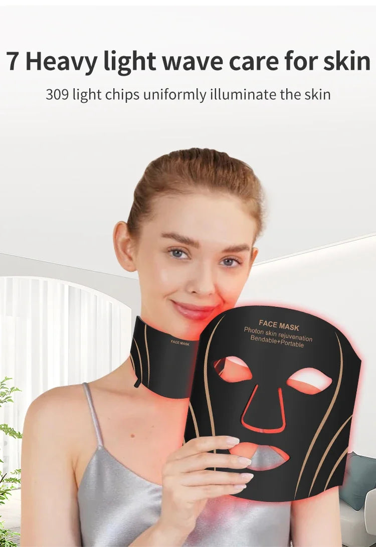 7-Color LED Face and Neck Rejuvenation Light Therapy Mask