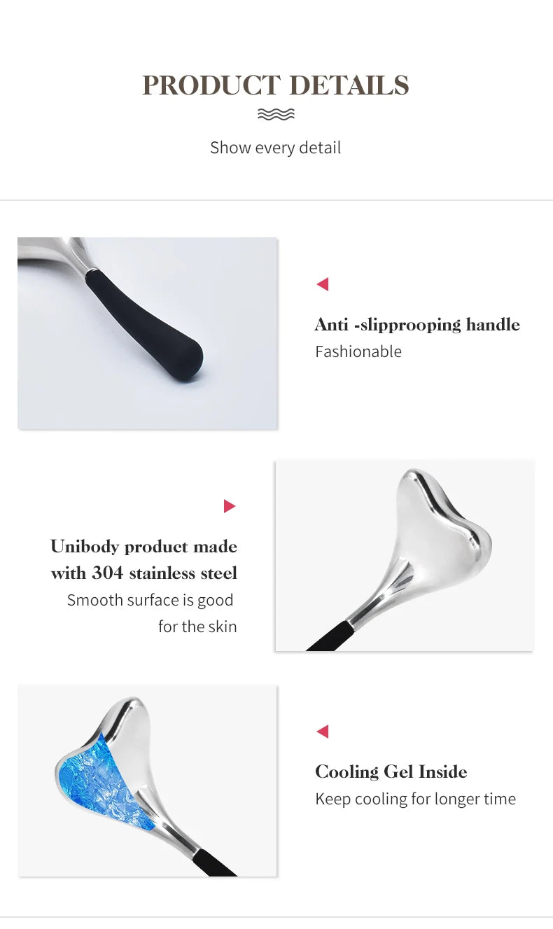 Stainless Steel Cooling Facial Ice Globes and Gua Sha Tool - 12