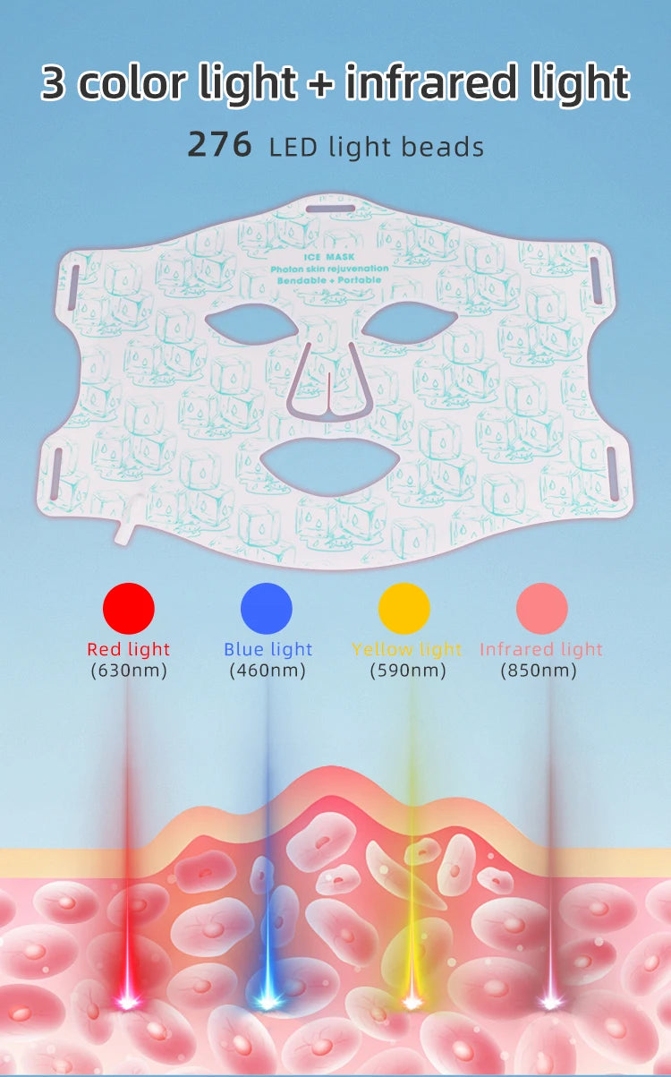 LED Red Light Therapy Face Mask with Cooling Gel Pack - 11